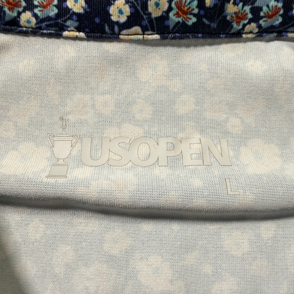 US Open Golf Polo Mens Large Navy Blue Floral 124th Pinehurst Performance Shirt - Picture 4 of 10
